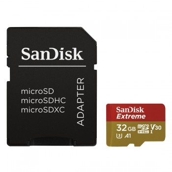 SANDISK MICROSDHC EXTREME KÁRTYA 32GB, 90MB/sec. CL10, UHS-I, V30, A1