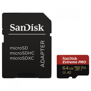 SANDISK MICROSDHC EXTREME PRO KÁRTYA 64GB, 200MB/s  C10, V30, UHS-I, U3, A2