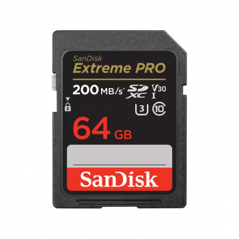 SANDISK SDXC EXTREME PRO KÁRTYA 64GB, 200/90 MB/s , UHS-I, Class 10, U3, V30