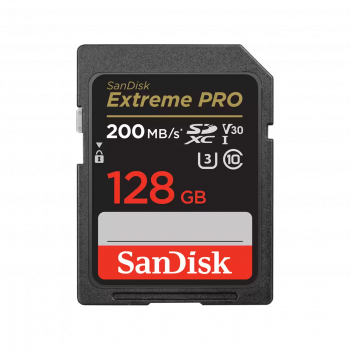 SANDISK SDXC EXTREME PRO KÁRTYA 128GB, 200/90 MB/s , UHS-I, Class 10, U3, V30