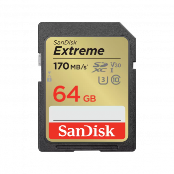 SANDISK SDXC EXTREME KÁRTYA 64GB, 170/80 MB/s , UHS-I, Class 10, U3, V30