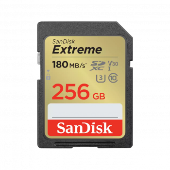 SANDISK SDXC EXTREME KÁRTYA 256GB, 180/130 MB/s , UHS-I, Class 10, U3, V30
