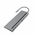 USB 3.2 TYPE-C, 10IN1 DOKKOLÓ ADAPTER (4x USB3.2, 2xHDMI,1xDP,1xLAN,1xUSB-C,1xPD)