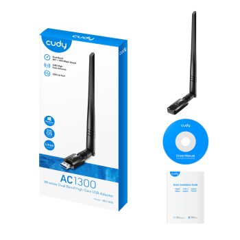CUDY AC1300 WI-FI HIGH GAIN USB 3.0 ADAPTER (ANTENNAVAL)