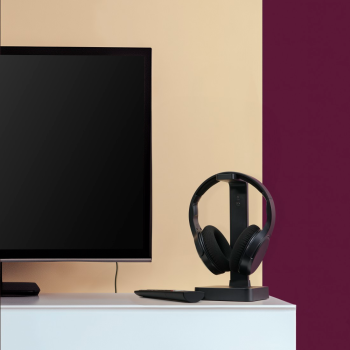 VEZETÉK NÉLKÜLI TV FEJHALLGATÓ, ÁLLVÁNNYAL (2,4GHZ, BLUETOOTH)