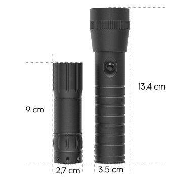 LED ZSEBLÁMPA „FL-DUO”, ELEMES, ALUMÍNIUM, 2 DB