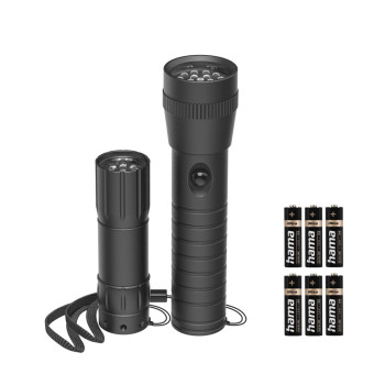 LED ZSEBLÁMPA „FL-DUO”, ELEMES, ALUMÍNIUM, 2 DB