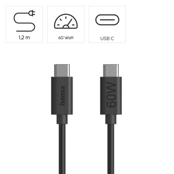 ADATKÁBEL USB 2.0, TYPE-C/TYPE-C, 1,2M, 60W