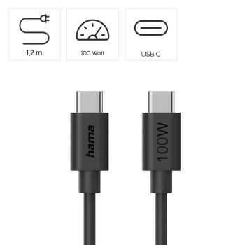 ADATKÁBEL USB 2.0, TYPE-C/TYPE-C, 1,2M, 100W