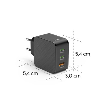 HÁLÓZATI TÖLTŐ, USB + 2x TYPE-C 