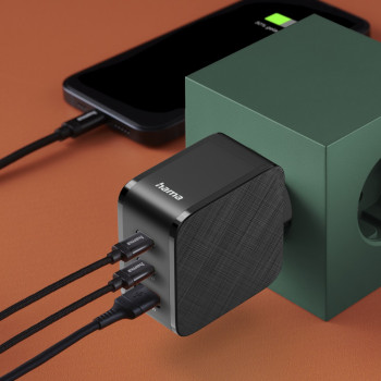 HÁLÓZATI TÖLTŐ, USB + 2x TYPE-C 