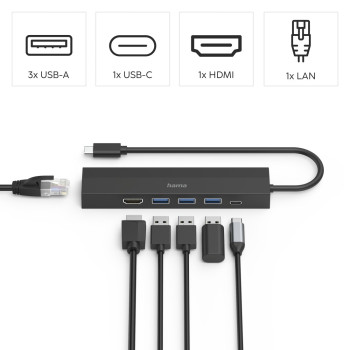 USB 3.1 TYPE-C, 6IN1 DOKKOLÓ ADAPTER V2 (USB3.1, HDMI, LAN, USB-C, PD)