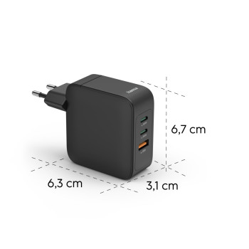 HÁLÓZATI TÖLTŐ, USB + 2x TYPE-C 