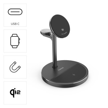 VEZETÉK NÉLKÜLI TÖLTŐÁLLVÁNY, „3IN1 QI2-MAGNET