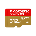 SANDISK microSDXC EXTREME GO KÁRTYA 512GB, R240 MB/S, W160MB/S, UHS-I, 5K, 4K UHD, U3, V3