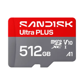 SANDISK microSDXC Ultra Plus 512GB (UHS-I, V10, U1, C10, A1, R200MB/s, Full HD)