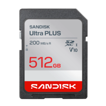 SANDISK SDXC Ultra PLUS 512GB (UHS-I,V10, U1, C10 (R200MB/s), HD)
