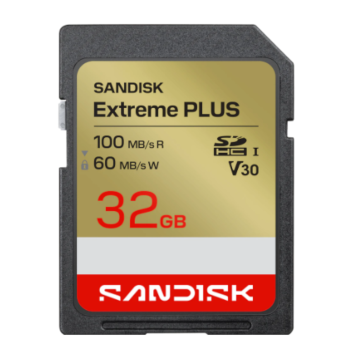 SANDISK SDHC Extreme PLUS 32GB (UHS-I, V30, U3, R100 MB/s / W60MB/s, 4K UHD)
