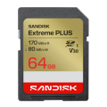 SANDISK SDXC Extreme PLUS 64GB (UHS-I, V30, U3, R170 MB/s / W80MB/s, 4K UHD)