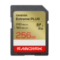 SANDISK SDXC Extreme PLUS 256GB (UHS-I, V30, U3, R240 MB/s / W160MB/s, 4K UHD)