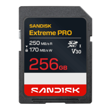 SANDISK SDXC Extreme PRO 256GB, 250/170MB/s, UHS-I, V30, U3, 4K UHD