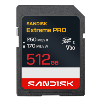 SANDISK SDXC Extreme PRO 512GB, 250/170MB/s, UHS-I, V30, U3, 4K UHD