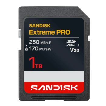 SANDISK SDXC Extreme PRO 1TB, 250/170MB/s, UHS-I, V30, U3, 4K UHD