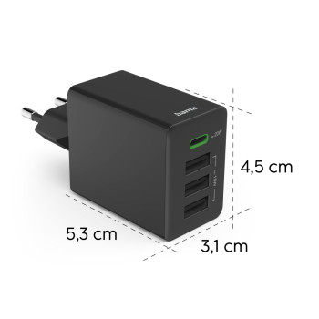 HÁLÓZATI TÖLTŐ, 3xUSB + TYPE-C 